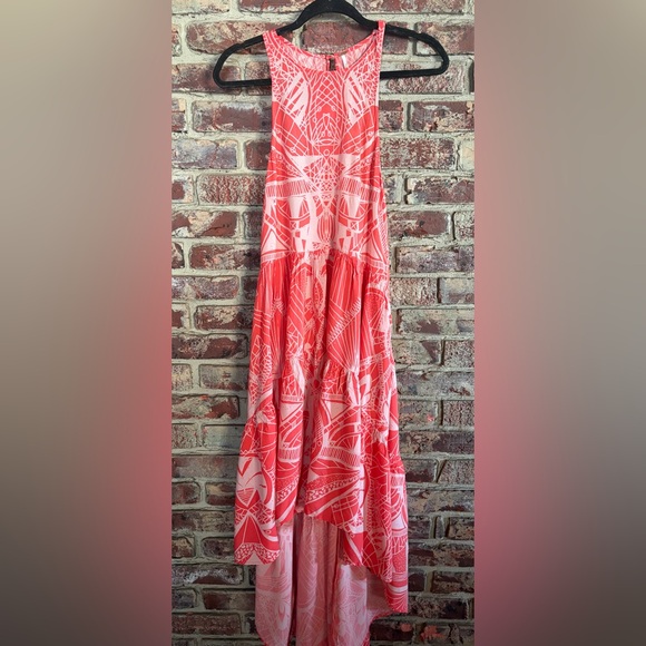 Free People Dresses & Skirts - Free People La Mar Maxi Dress Coral Boho Printed High-Low Sleeveless Vacation S